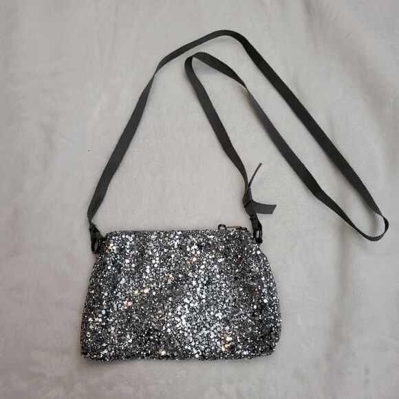 J Crew Crewcuts silver Sparkly glitter pouch or coin purse - Picture 1 of 5